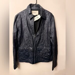 Zadig & Voltaire Men's Navy Genuine Leather Zip Jacket (brand new)